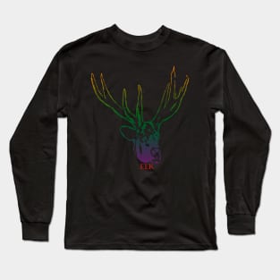 The elk head is Violet, Green, Orange Long Sleeve T-Shirt